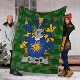 Scottish Cleare Coat of Arms Family Crest Ireland Blanket Irish National Tartan Irish County Blanket