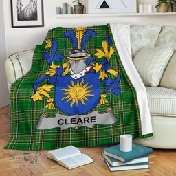Scottish Cleare Coat of Arms Family Crest Ireland Blanket Irish National Tartan Irish County Blanket