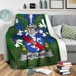 Scottish Heyland Coat of Arms Family Crest Ireland Blanket Irish National Tartan Irish County Blanket