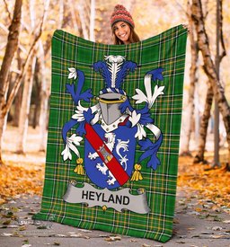 Scottish Heyland Coat of Arms Family Crest Ireland Blanket Irish National Tartan Irish County Blanket