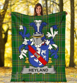 Scottish Heyland Coat of Arms Family Crest Ireland Blanket Irish National Tartan Irish County Blanket