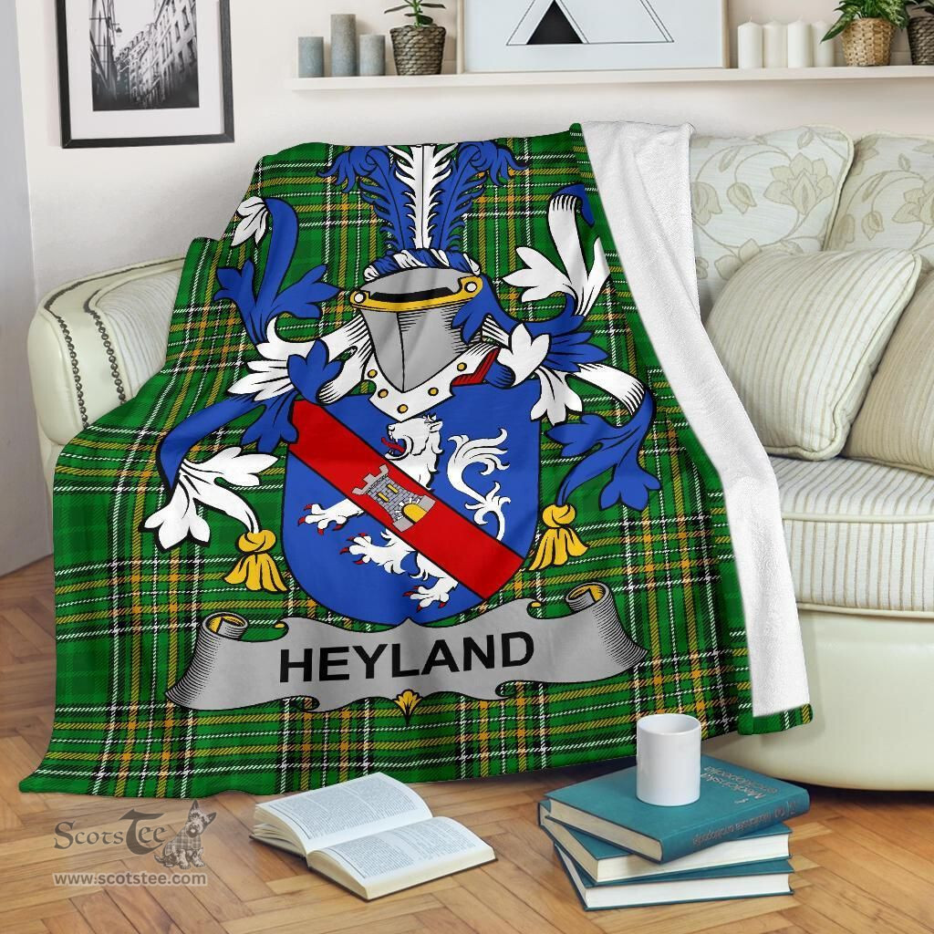 Scottish Heyland Coat of Arms Family Crest Ireland Blanket Irish National Tartan Irish County Blanket