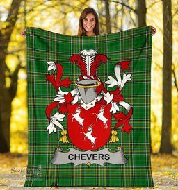 Scottish Chevers Coat of Arms Family Crest Ireland Blanket Irish National Tartan Irish County Blanket
