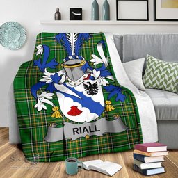 Scottish Riall or Ryle Coat of Arms Family Crest Ireland Blanket Irish National Tartan Irish County Blanket