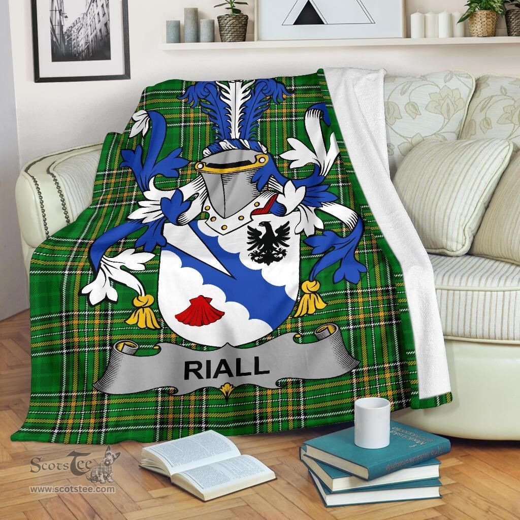 Scottish Riall or Ryle Coat of Arms Family Crest Ireland Blanket Irish National Tartan Irish County Blanket