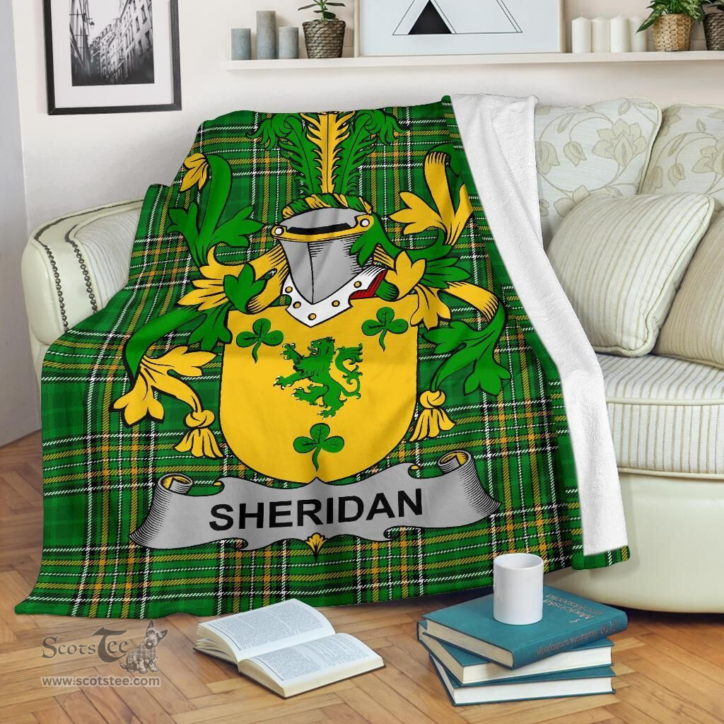Scottish Sheridan Coat of Arms Family Crest Ireland Blanket Irish National Tartan Irish County Blanket