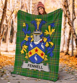 Scottish Fennell or O'Fennell Coat of Arms Family Crest Ireland Blanket Irish National Tartan Irish County Blanket