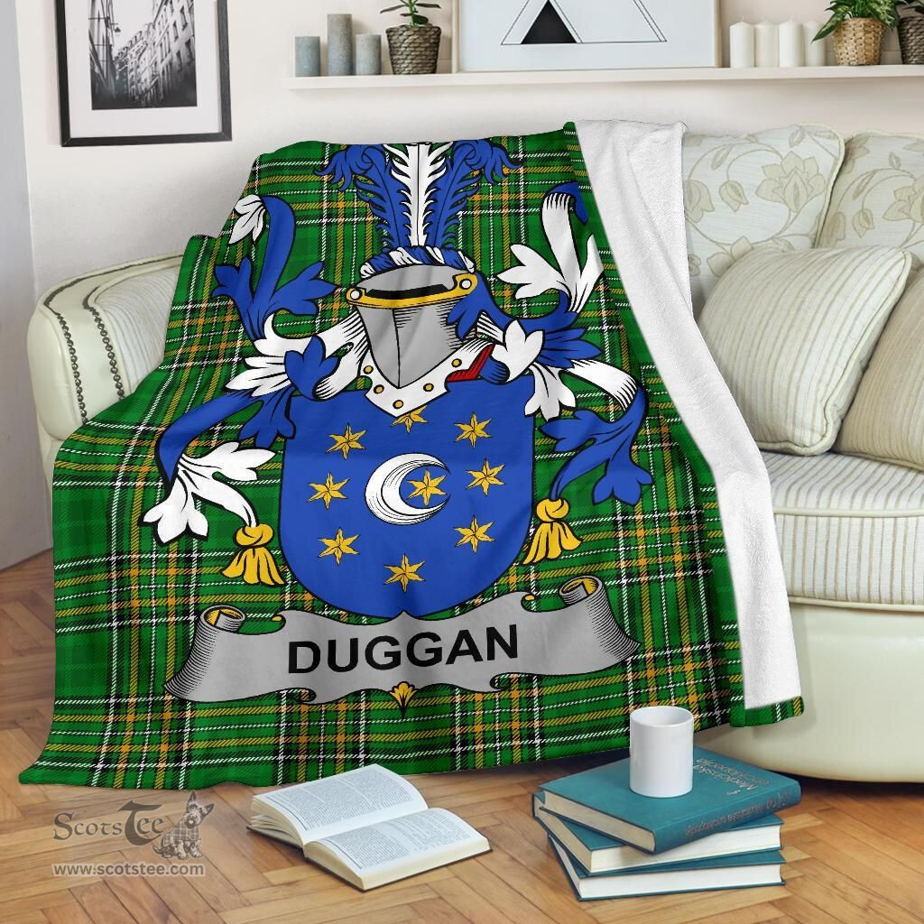 Scottish Duggan or O'Duggan Coat of Arms Family Crest Ireland Blanket Irish National Tartan Irish County Blanket