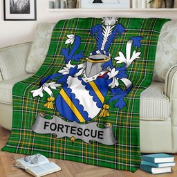 Scottish Fortescue Coat of Arms Family Crest Ireland Blanket Irish National Tartan Irish County Blanket