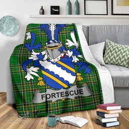 Scottish Fortescue Coat of Arms Family Crest Ireland Blanket Irish National Tartan Irish County Blanket