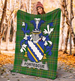 Scottish Fortescue Coat of Arms Family Crest Ireland Blanket Irish National Tartan Irish County Blanket