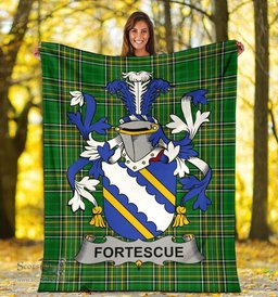 Scottish Fortescue Coat of Arms Family Crest Ireland Blanket Irish National Tartan Irish County Blanket