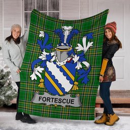 Scottish Fortescue Coat of Arms Family Crest Ireland Blanket Irish National Tartan Irish County Blanket