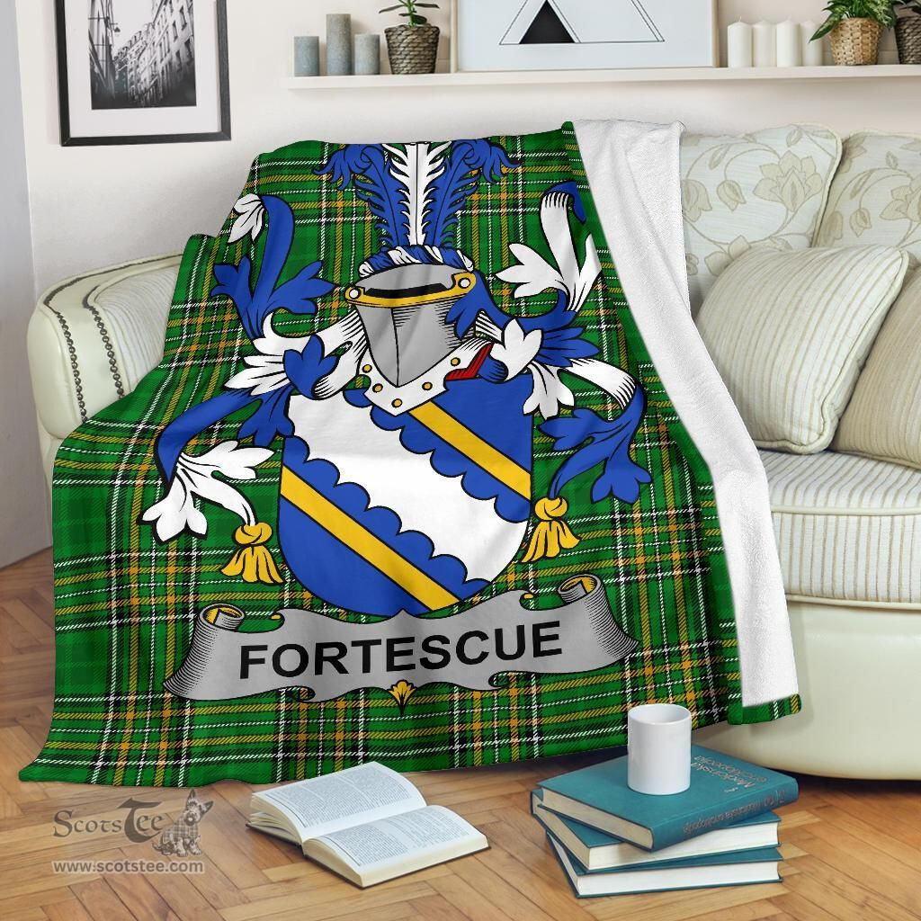 Scottish Fortescue Coat of Arms Family Crest Ireland Blanket Irish National Tartan Irish County Blanket