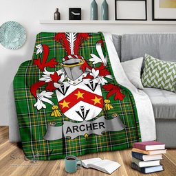 Scottish Archer Coat of Arms Family Crest Ireland Blanket Irish National Tartan Irish County Blanket