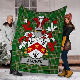 Scottish Archer Coat of Arms Family Crest Ireland Blanket Irish National Tartan Irish County Blanket