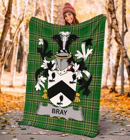 Scottish Bray or McBray Coat of Arms Family Crest Ireland Blanket Irish National Tartan Irish County Blanket