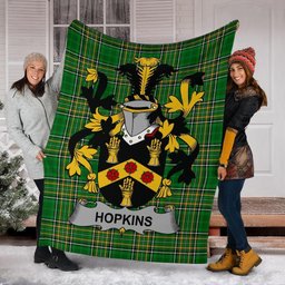 Scottish Hopkins Coat of Arms Family Crest Ireland Blanket Irish National Tartan Irish County Blanket