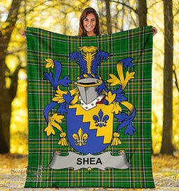 Scottish Shea or O'Shee Coat of Arms Family Crest Ireland Blanket Irish National Tartan Irish County Blanket