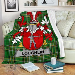 Scottish Loughlin or O'Loughlin Coat of Arms Family Crest Ireland Blanket Irish National Tartan Irish County Blanket