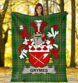 Scottish Grymes Coat of Arms Family Crest Ireland Blanket Irish National Tartan Irish County Blanket
