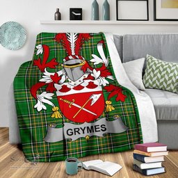 Scottish Grymes Coat of Arms Family Crest Ireland Blanket Irish National Tartan Irish County Blanket