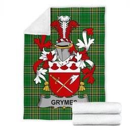 Scottish Grymes Coat of Arms Family Crest Ireland Blanket Irish National Tartan Irish County Blanket