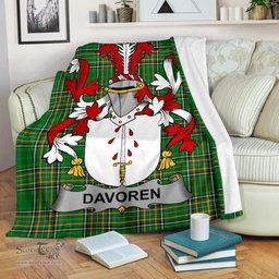 Scottish Davoren or O'Davoren Coat of Arms Family Crest Ireland Blanket Irish National Tartan Irish County Blanket