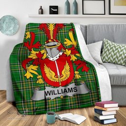 Scottish Williams Coat of Arms Family Crest Ireland Blanket Irish National Tartan Irish County Blanket