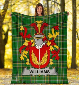 Scottish Williams Coat of Arms Family Crest Ireland Blanket Irish National Tartan Irish County Blanket