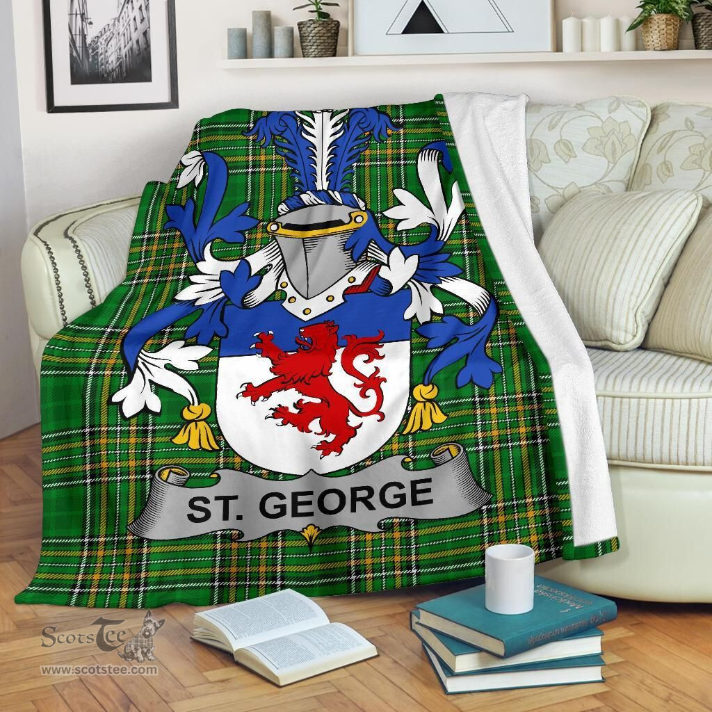 Scottish St. George Coat of Arms Family Crest Ireland Blanket Irish National Tartan Irish County Blanket