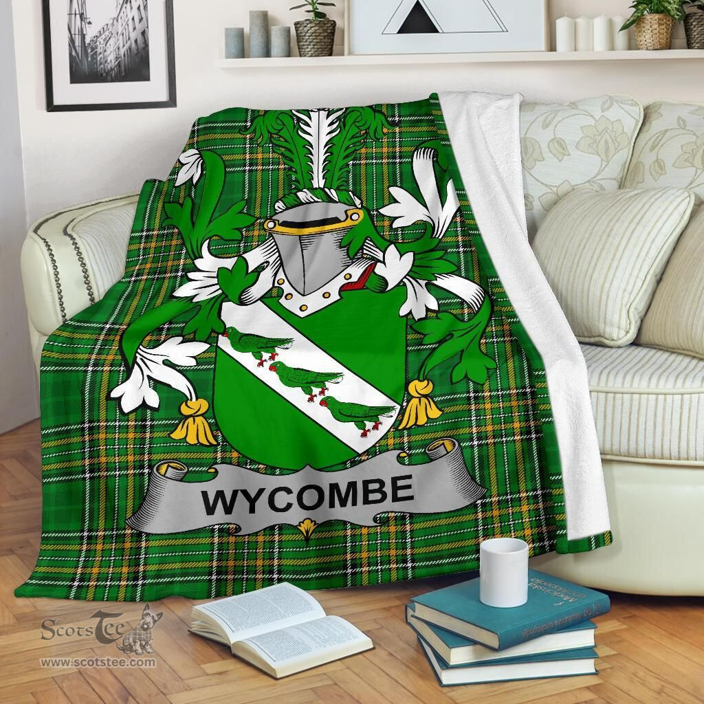 Scottish Wycombe Coat of Arms Family Crest Ireland Blanket Irish National Tartan Irish County Blanket