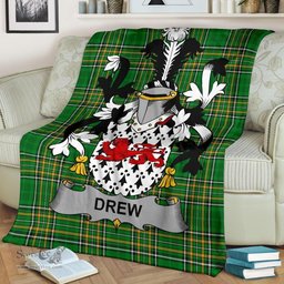 Scottish Drew Coat of Arms Family Crest Ireland Blanket Irish National Tartan Irish County Blanket