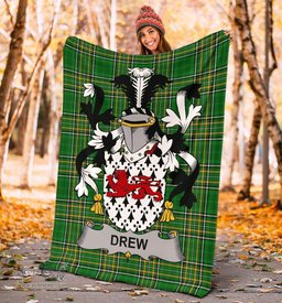 Scottish Drew Coat of Arms Family Crest Ireland Blanket Irish National Tartan Irish County Blanket