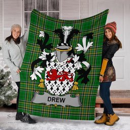 Scottish Drew Coat of Arms Family Crest Ireland Blanket Irish National Tartan Irish County Blanket