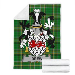 Scottish Drew Coat of Arms Family Crest Ireland Blanket Irish National Tartan Irish County Blanket