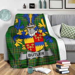 Scottish Butler Coat of Arms Family Crest Ireland Blanket Irish National Tartan Irish County Blanket