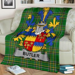 Scottish Butler Coat of Arms Family Crest Ireland Blanket Irish National Tartan Irish County Blanket