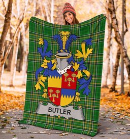 Scottish Butler Coat of Arms Family Crest Ireland Blanket Irish National Tartan Irish County Blanket