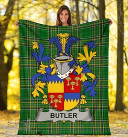 Scottish Butler Coat of Arms Family Crest Ireland Blanket Irish National Tartan Irish County Blanket