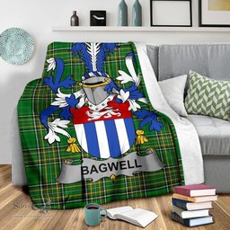 Scottish Bagwell Coat of Arms Family Crest Ireland Blanket Irish National Tartan Irish County Blanket