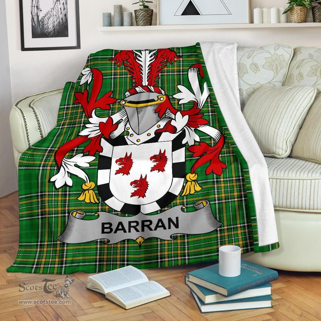 Scottish Barran Coat of Arms Family Crest Ireland Blanket Irish National Tartan Irish County Blanket