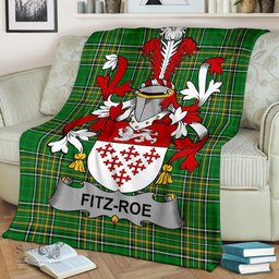 Scottish Fitz-Roe Coat of Arms Family Crest Ireland Blanket Irish National Tartan Irish County Blanket
