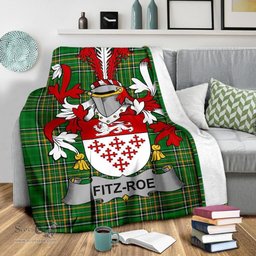 Scottish Fitz-Roe Coat of Arms Family Crest Ireland Blanket Irish National Tartan Irish County Blanket