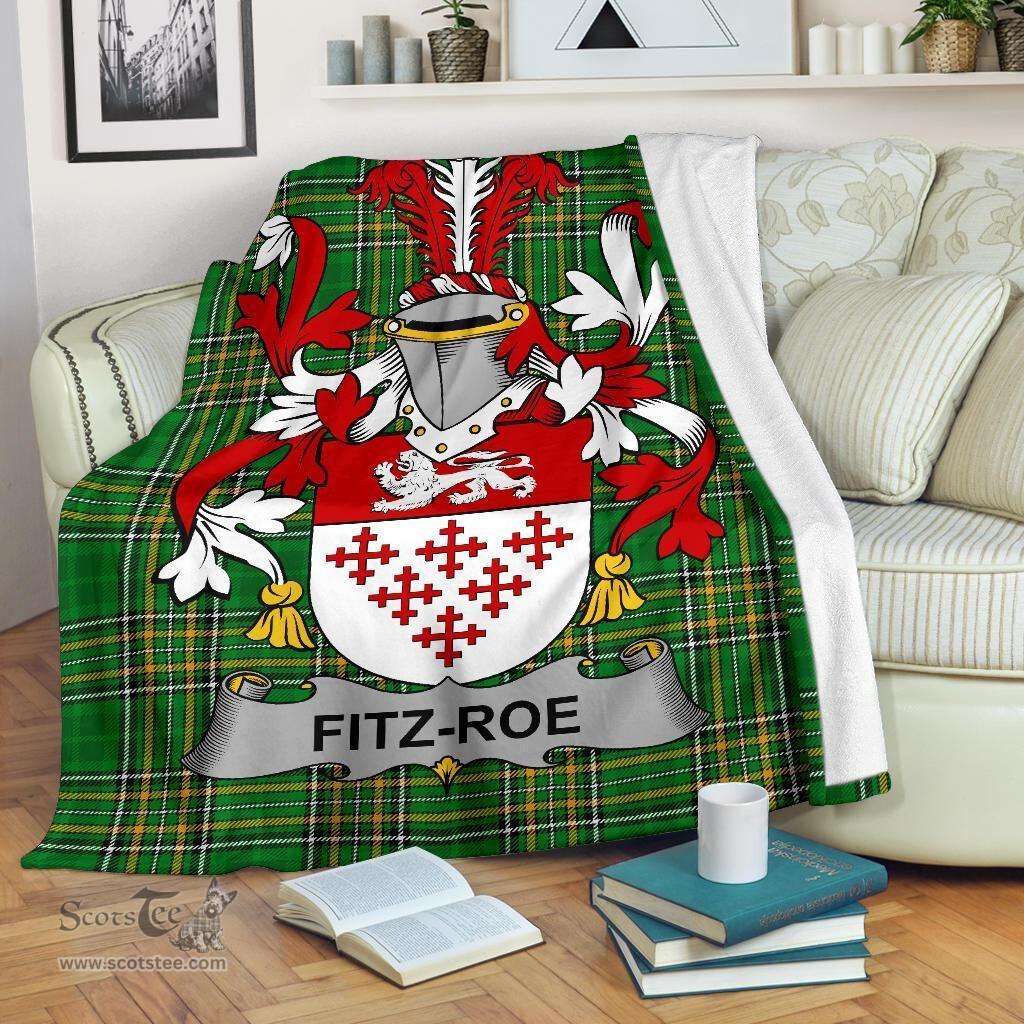 Scottish Fitz-Roe Coat of Arms Family Crest Ireland Blanket Irish National Tartan Irish County Blanket