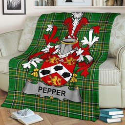 Scottish Pepper Coat of Arms Family Crest Ireland Blanket Irish National Tartan Irish County Blanket
