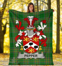 Scottish Pepper Coat of Arms Family Crest Ireland Blanket Irish National Tartan Irish County Blanket