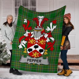 Scottish Pepper Coat of Arms Family Crest Ireland Blanket Irish National Tartan Irish County Blanket