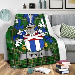 Scottish Nevill or Neville Coat of Arms Family Crest Ireland Blanket Irish National Tartan Irish County Blanket