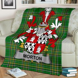 Scottish Morton Coat of Arms Family Crest Ireland Blanket Irish National Tartan Irish County Blanket